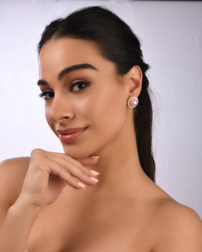 Pearl,Diamond and Pink sapphire earrings