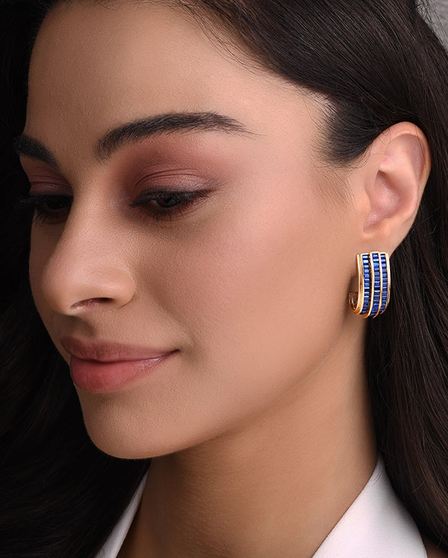 Blue sapphire hoops