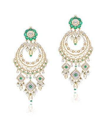 Pearl, Diamond and Emerald earrings