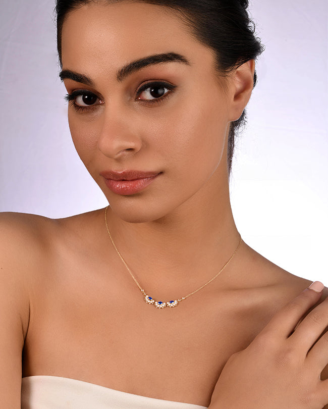 Pearl,Diamond and Blue sapphire necklace