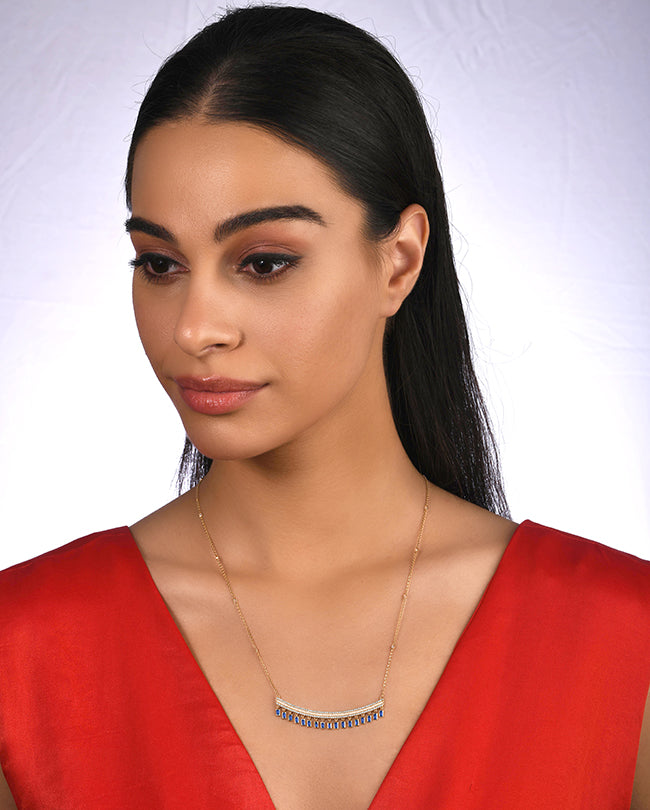 Pearl,Diamond and Blue sapphire necklace
