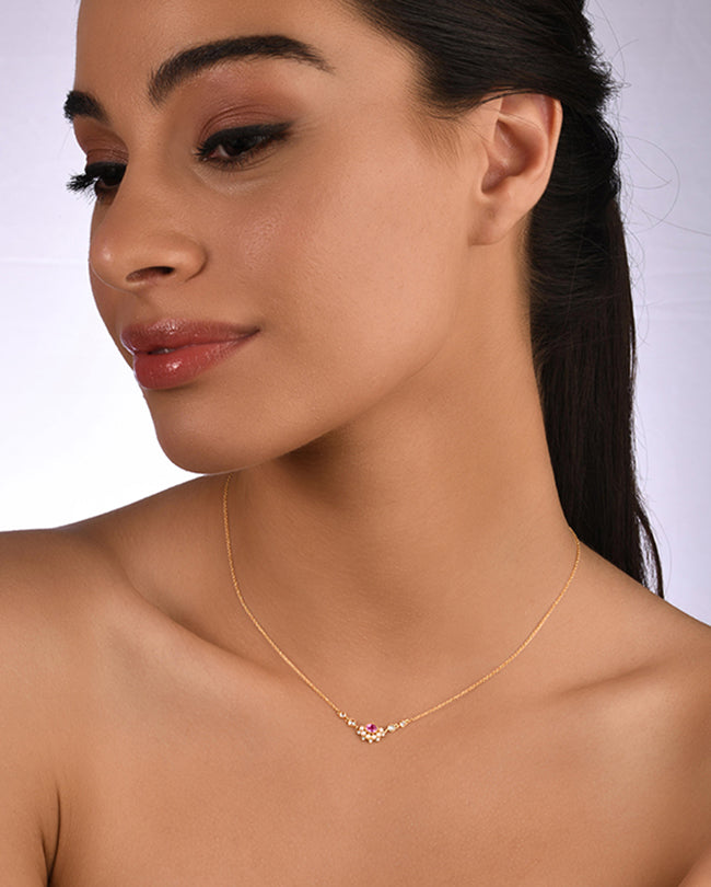 Pearl,Diamond and Pink sapphire necklace