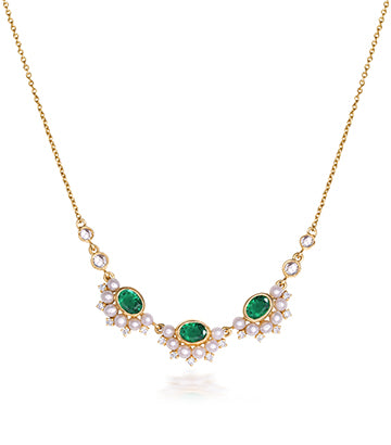 Pearl,Diamond and Emerald necklace