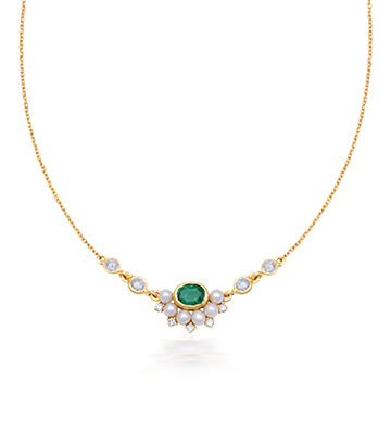 Pearl,Diamond and Emerald necklace