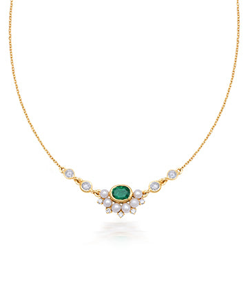 Pearl,Diamond and Emerald necklace