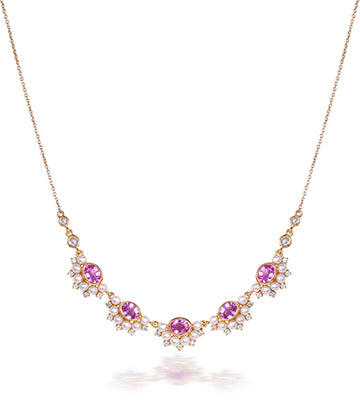 Pearl,Diamond and Pink sapphire necklace
