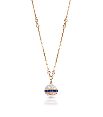 Pearl, Diamond and Blue sapphire necklace