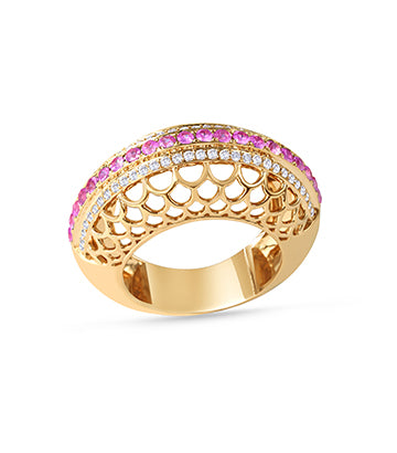 Diamond and Pink sapphire ring
