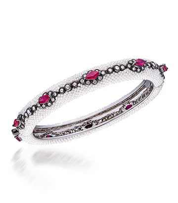 Pearl,Diamond and Ruby bangle
