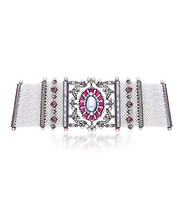 Pearl,Diamond and Ruby bagle