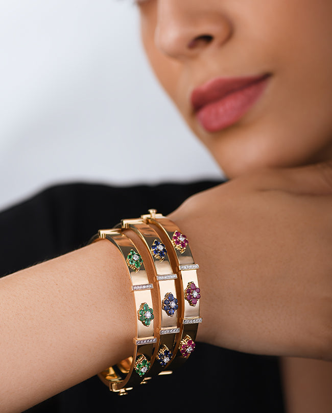 Diamond,Emerald,Blue sapphire and Ruby bracelet