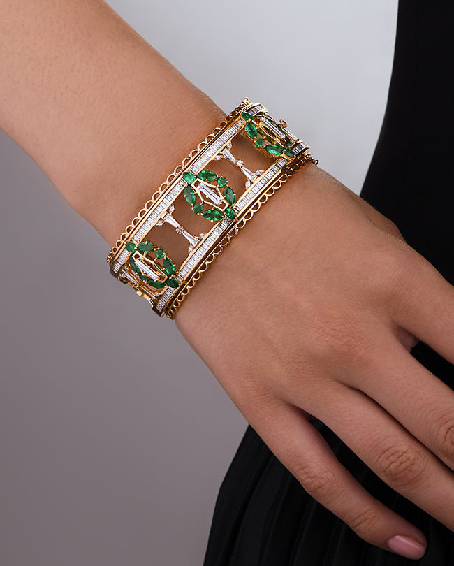 Diamond and Emerald bangle