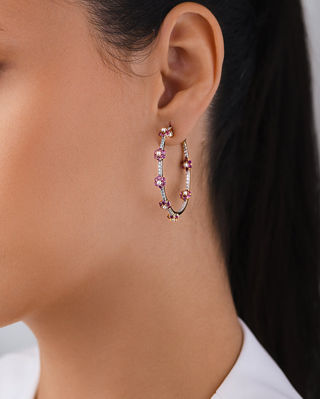 Pearl,Diamond and Pink sapphire earrings