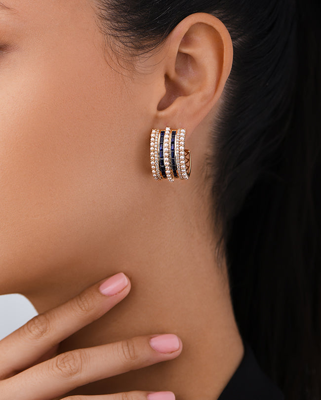 Pearl,Diamond and Blue sapphire earrings