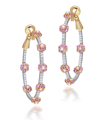 Pearl,Diamond and Pink sapphire earrings