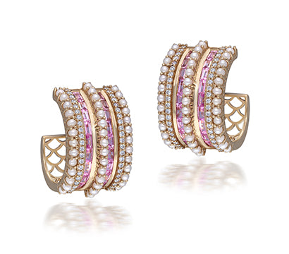 DIAMOND, PINK SAPPHIRE & PEARLS