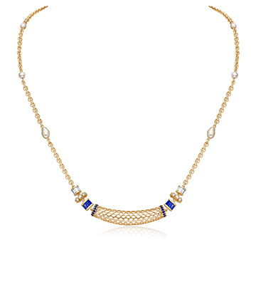Pearl,Diamond & Blue sapphire necklace