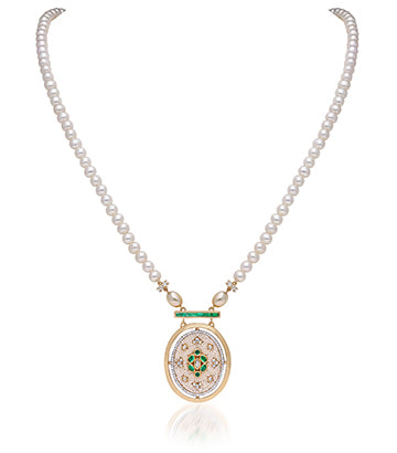 Pearl,Diamond and Emerald necklace