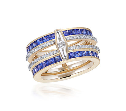 Diamond and Blue sapphire ring